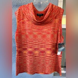 Jones New York Sleeveless Cowl Neck 2X Top Multicolored Stretchy Pullover